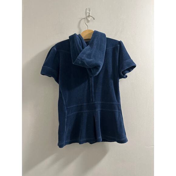 🔴Juicy Couture‎ navy terry cloth short sleeve hoodie size Small y2k - Picture 9 of 10